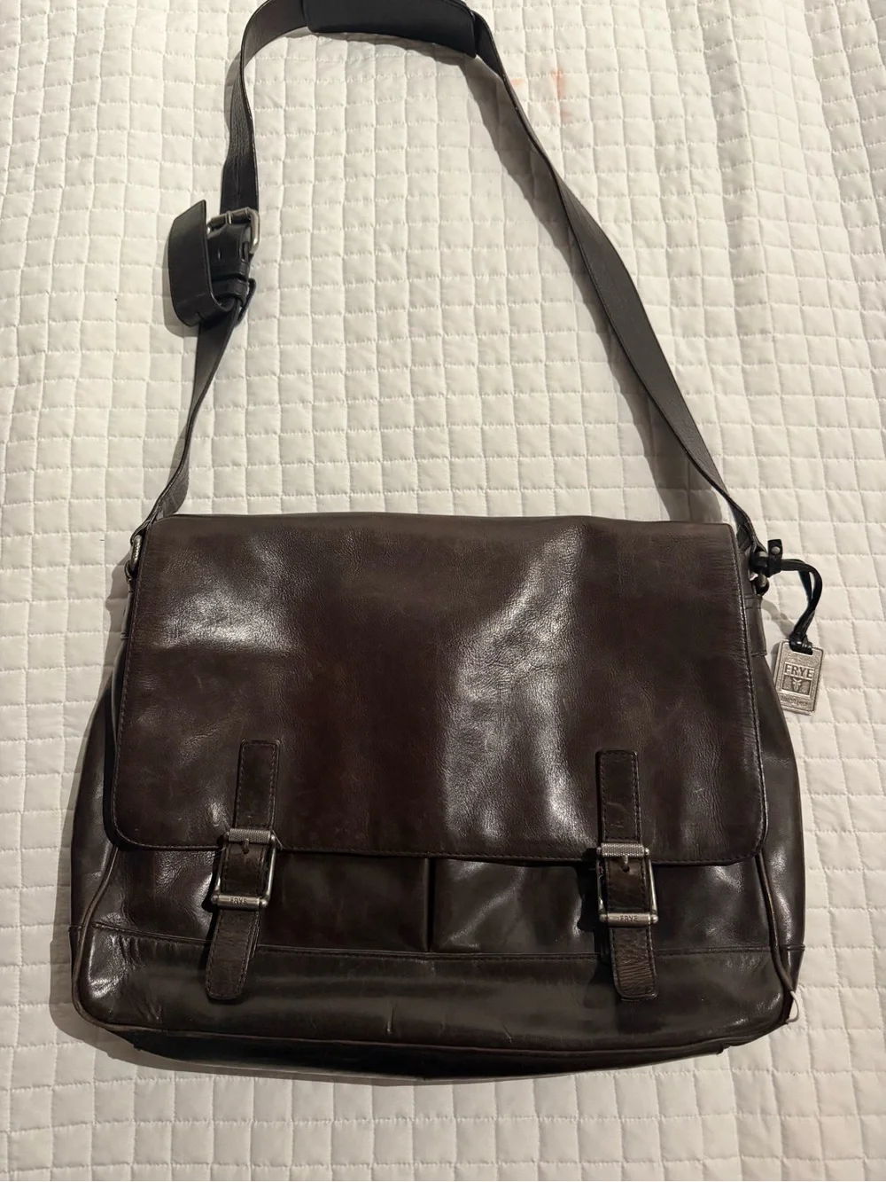 Frye Dark Brown Leather Messenger Bag